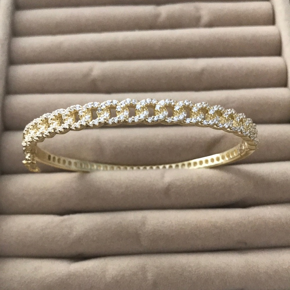 Sterling silver 925 gold filled bracelet with csz Cuban style
